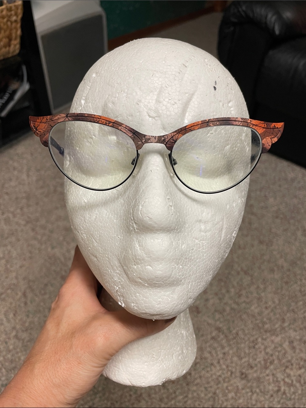 By spectacle Eyeworks Retro Cat Eye Metal Rim Glasses in Orange Marble